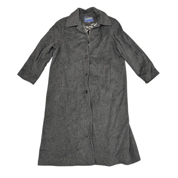 Pendleton Vtg Vintage Wool Long Coat Trench Grey Gray 18 READ - Picture 3 of 13